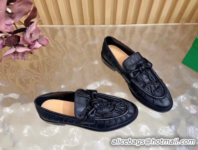 Big Discount Bottega Veneta Astaire Loafers with One-Tone Knot Buckle in Crinkled Leather 843945 Black 2026
