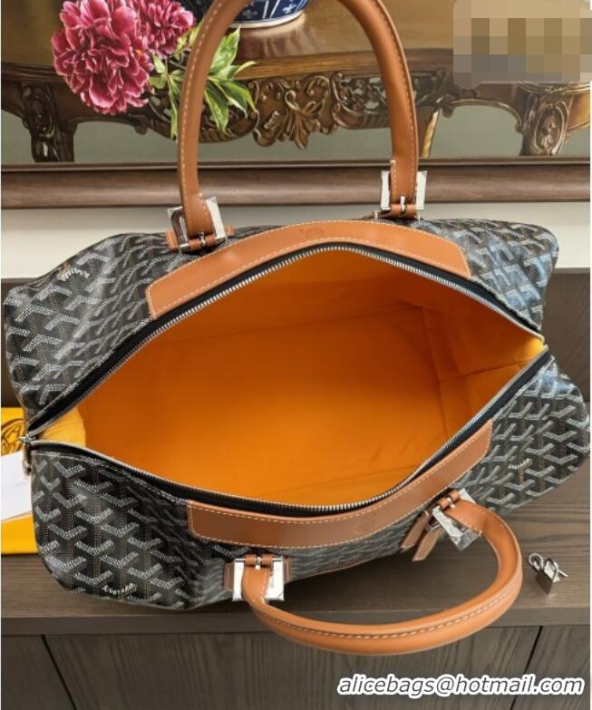 Famous Brand Goyard Bowling 45 Weekend Travel Bag 8949 Black/Tan 2026
