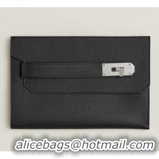 Best Price Hermes Hacademi Pouch In Epsom Leather H0869 Noir/Silver