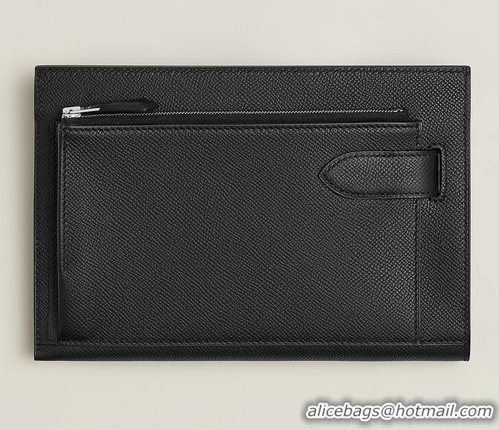 Best Price Hermes Hacademi Pouch In Epsom Leather H0869 Noir/Silver