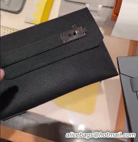 Best Price Hermes Hacademi Pouch In Epsom Leather H0869 Noir/Silver