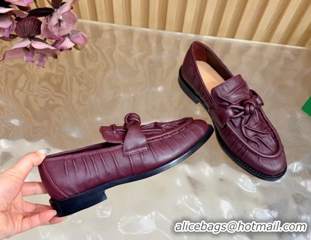 Top Grade Bottega Veneta Astaire Loafers with One-Tone Knot Buckle in Crinkled Leather 843945 Burgundy 2026