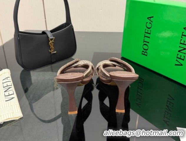 Purchase Bottega Veneta Riva Heel Slides Sandal 9.5cm in Braided Straw 861494 Brown 2026