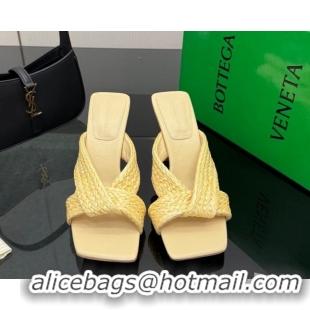 Durable Bottega Veneta Riva Heel Slides Sandal 9.5cm in Braided Straw 861494 Yellow 2026