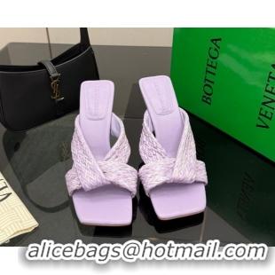 Grade Quality Bottega Veneta Riva Heel Slides Sandal 9.5cm in Braided Straw 861494 Purple 2026