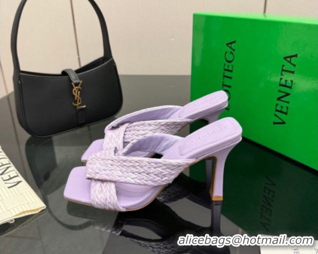 Grade Quality Bottega Veneta Riva Heel Slides Sandal 9.5cm in Braided Straw 861494 Purple 2026