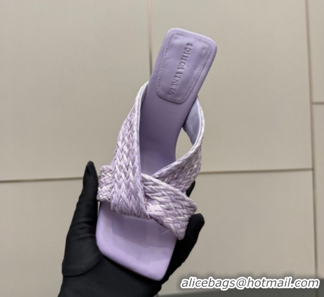 Grade Quality Bottega Veneta Riva Heel Slides Sandal 9.5cm in Braided Straw 861494 Purple 2026