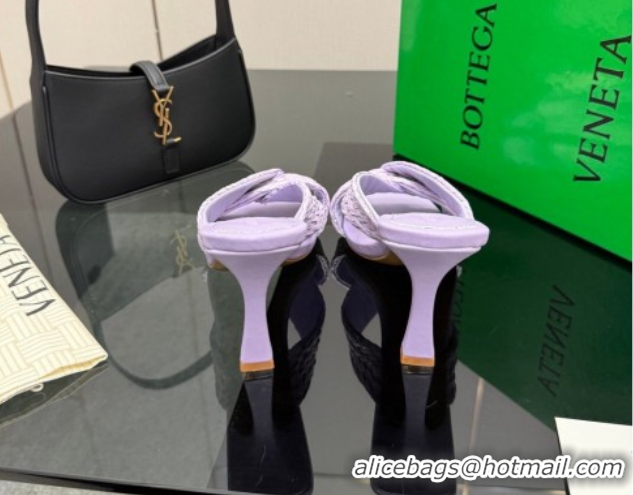 Grade Quality Bottega Veneta Riva Heel Slides Sandal 9.5cm in Braided Straw 861494 Purple 2026