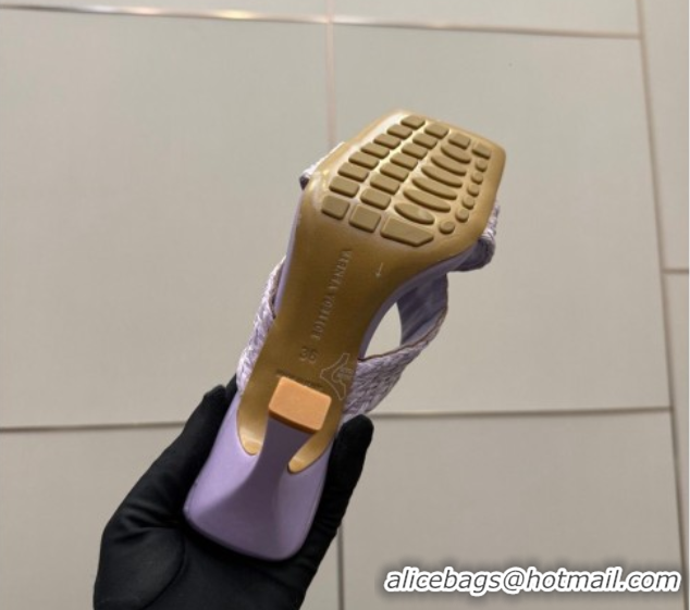 Grade Quality Bottega Veneta Riva Heel Slides Sandal 9.5cm in Braided Straw 861494 Purple 2026