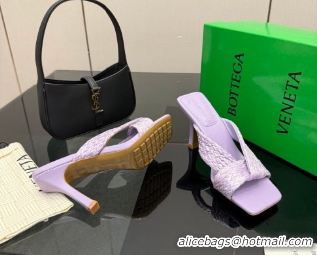 Grade Quality Bottega Veneta Riva Heel Slides Sandal 9.5cm in Braided Straw 861494 Purple 2026
