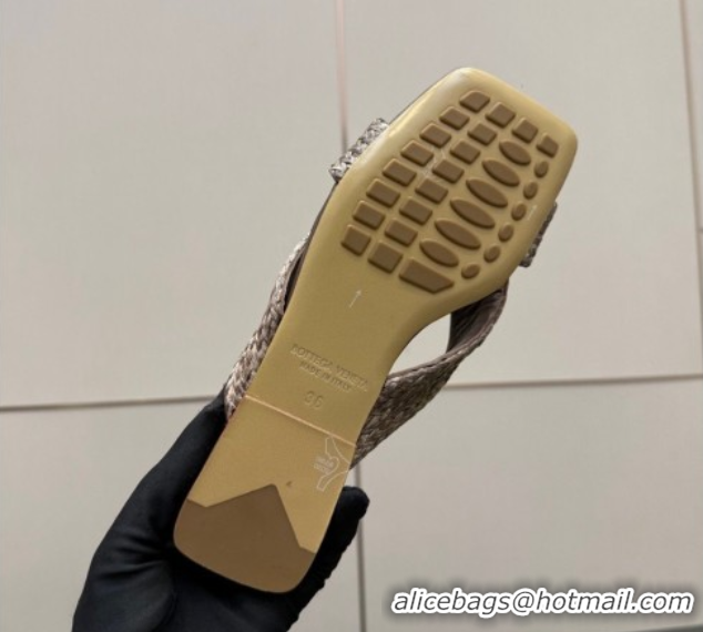 Low Cost Bottega Veneta Riva Flat Slides Sandal in Braided Straw 861494 Brown 2026