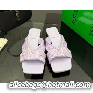 Best Product Bottega Veneta Riva Flat Slides Sandal in Braided Straw 861494 Light Purple 2026