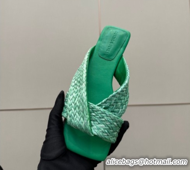 Sophisticated Bottega Veneta Riva Flat Slides Sandal in Braided Straw 861494 Green 2026