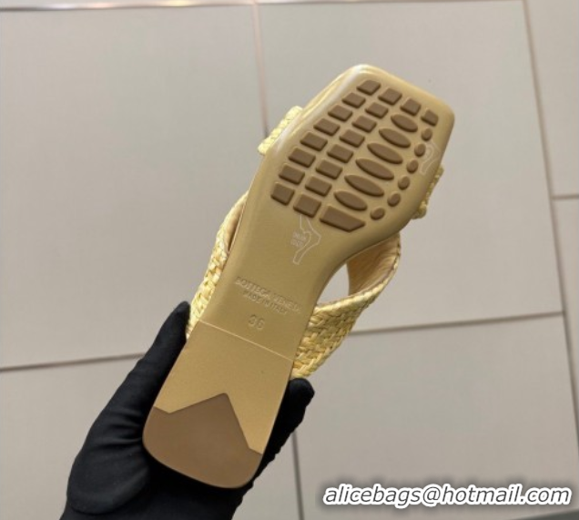 Most Popular Bottega Veneta Riva Flat Slides Sandal in Braided Straw 861494 Yellow 2026