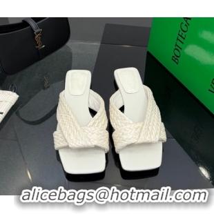 Popular Style Bottega Veneta Riva Flat Slides Sandal in Braided Straw 861494 White 2026