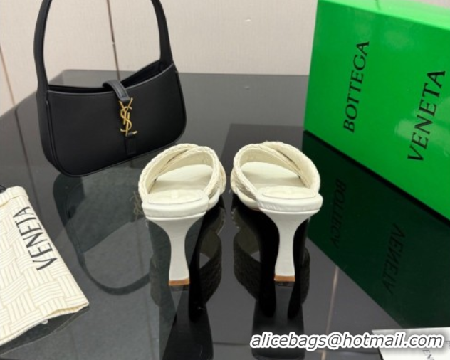 Top Design Bottega Veneta Riva Flat Slides Sandal 9cm in Braided Straw 861494 White 2026