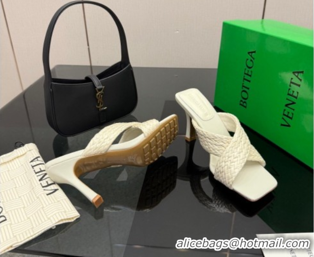 Top Design Bottega Veneta Riva Flat Slides Sandal 9cm in Braided Straw 861494 White 2026