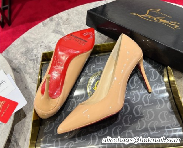 Pretty Style Christian Louboutin Kate Pumps 10cm in Patent Leather 0225075 Nude 2026