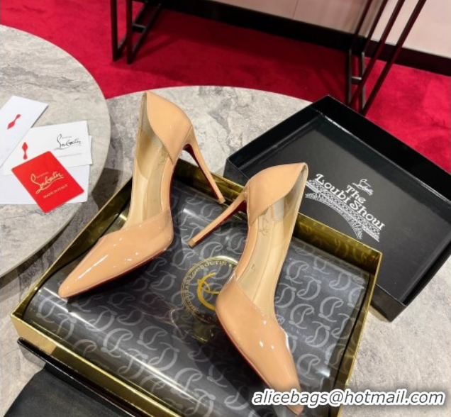 Top Grade Christian Louboutin Iriza Pumps 10cm in Patent Leather 0225080 Nude 2026