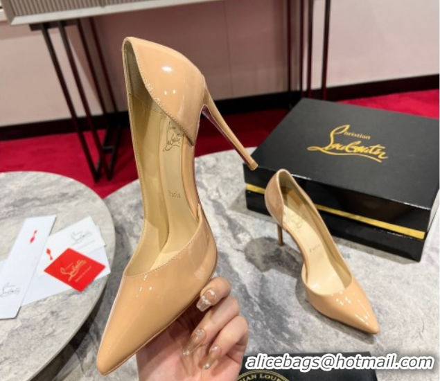 Top Grade Christian Louboutin Iriza Pumps 10cm in Patent Leather 0225080 Nude 2026