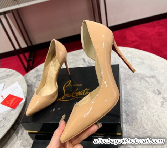Top Grade Christian Louboutin Iriza Pumps 10cm in Patent Leather 0225080 Nude 2026