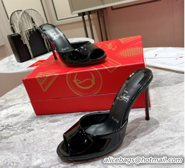 Good Looking Christian Louboutin Me Dolly Heel Slides Sandal 10cm in Patent Leather 0225084 Black 2026