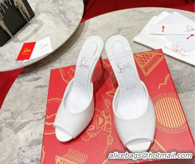 Best Price Christian Louboutin Me Dolly Heel Slides Sandal 10cm in Patent Leather 0225085 White 2026