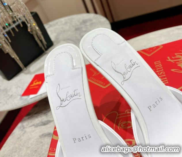 Best Price Christian Louboutin Me Dolly Heel Slides Sandal 10cm in Patent Leather 0225085 White 2026