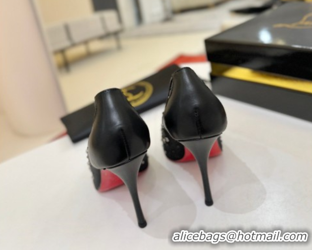 Unique Style Christian Miss Z Degrastrass Perla Pumps 10cm in Mesh with Strass and Pearls 0225086 Black 2026