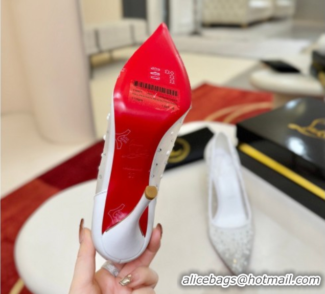 Grade Quality Christian Miss Z Degrastrass Perla Pumps 10cm in Mesh with Strass and Pearls 0225086 White 2026