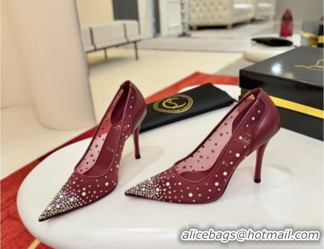 Low Price Christian Miss Z Degrastrass Perla Pumps 10cm in Mesh with Strass and Pearls 0225086 Burgundy 2026