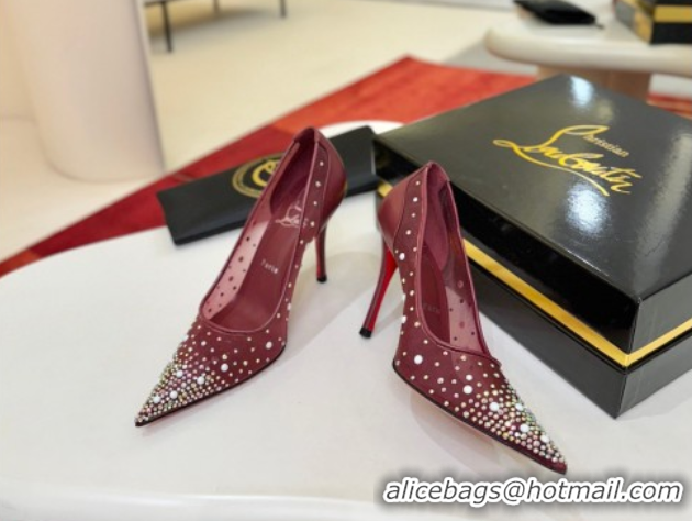 Low Price Christian Miss Z Degrastrass Perla Pumps 10cm in Mesh with Strass and Pearls 0225086 Burgundy 2026