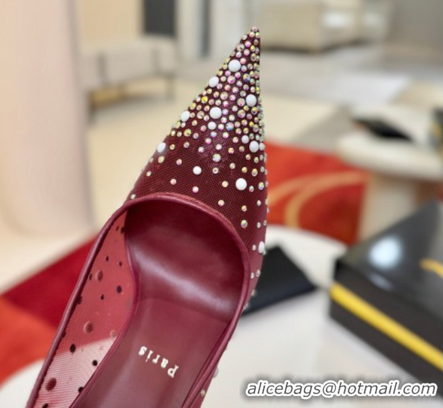 Low Price Christian Miss Z Degrastrass Perla Pumps 10cm in Mesh with Strass and Pearls 0225086 Burgundy 2026