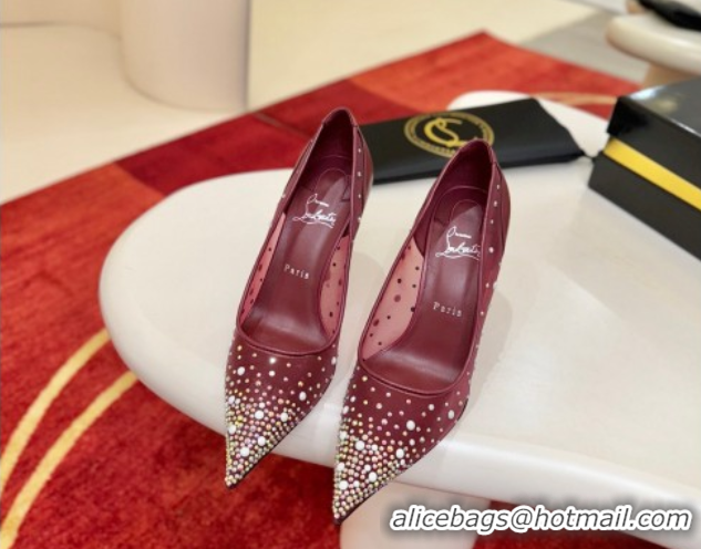 Low Price Christian Miss Z Degrastrass Perla Pumps 10cm in Mesh with Strass and Pearls 0225086 Burgundy 2026