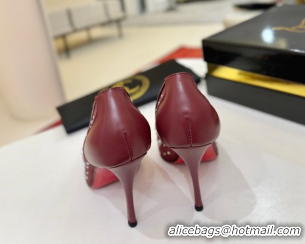 Low Price Christian Miss Z Degrastrass Perla Pumps 10cm in Mesh with Strass and Pearls 0225086 Burgundy 2026