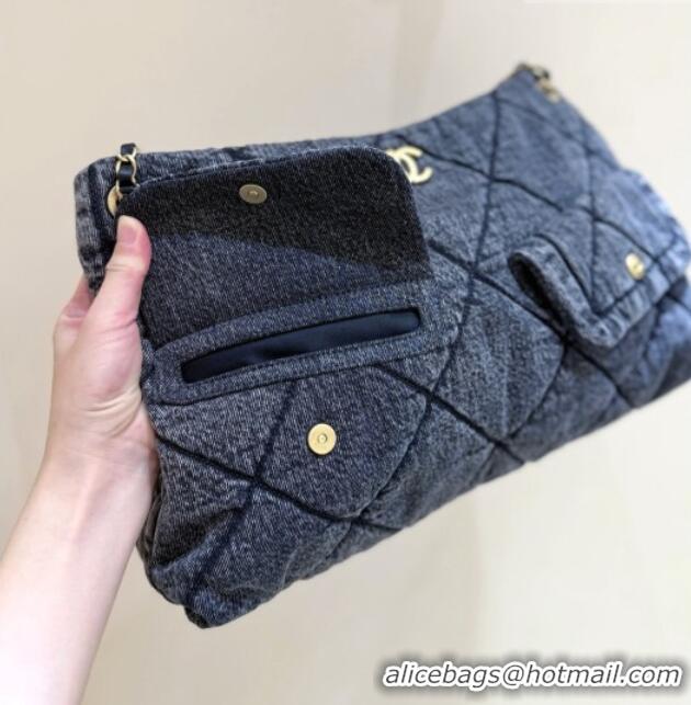 Buy Inexpensive Chanel Washed Denim Shopping Bag with Pockets Black AS5740 2025 Top Quality