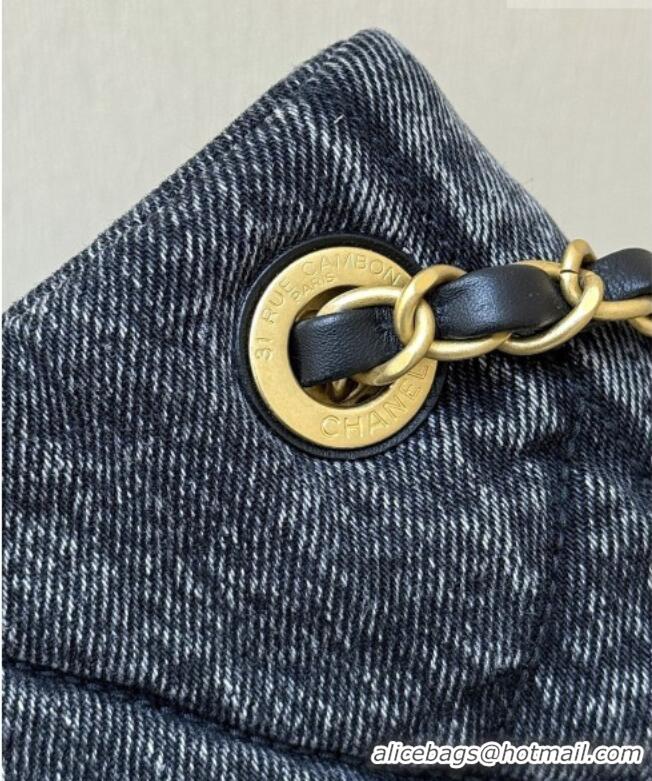 Buy Inexpensive Chanel Washed Denim Shopping Bag with Pockets Black AS5740 2025 Top Quality