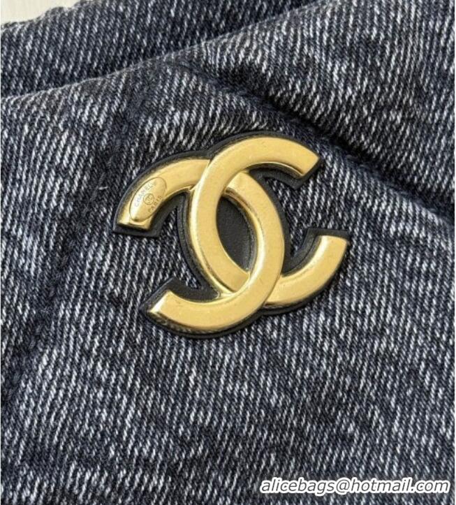 Buy Inexpensive Chanel Washed Denim Shopping Bag with Pockets Black AS5740 2025 Top Quality