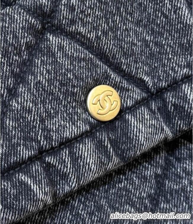 Buy Inexpensive Chanel Washed Denim Shopping Bag with Pockets Black AS5740 2025 Top Quality