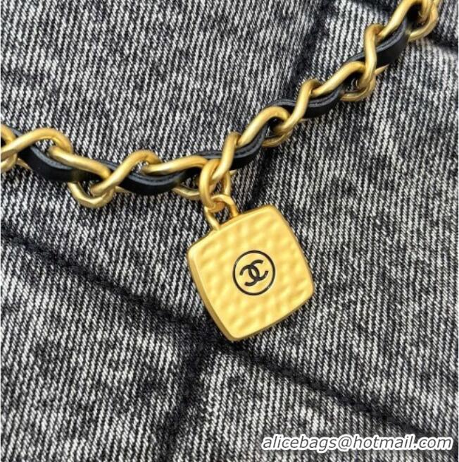 Buy Discount Chanel Washed Denim Maxi Flap bag with Pockets Black 2025 AS5727 Top Quality