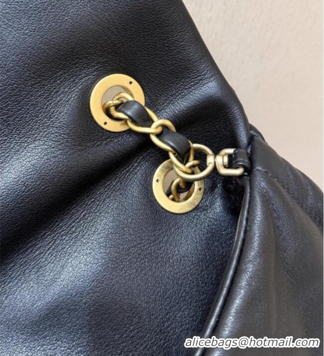 Best Price Chanel Shiny Lambskin Maxi Flap bag with Pockets Black 2025 AS5727 Top Quality