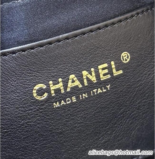 Best Price Chanel Shiny Lambskin Maxi Flap bag with Pockets Black 2025 AS5727 Top Quality