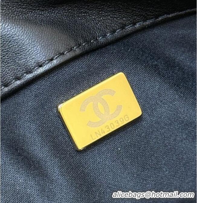 Best Price Chanel Shiny Lambskin Maxi Flap bag with Pockets Black 2025 AS5727 Top Quality