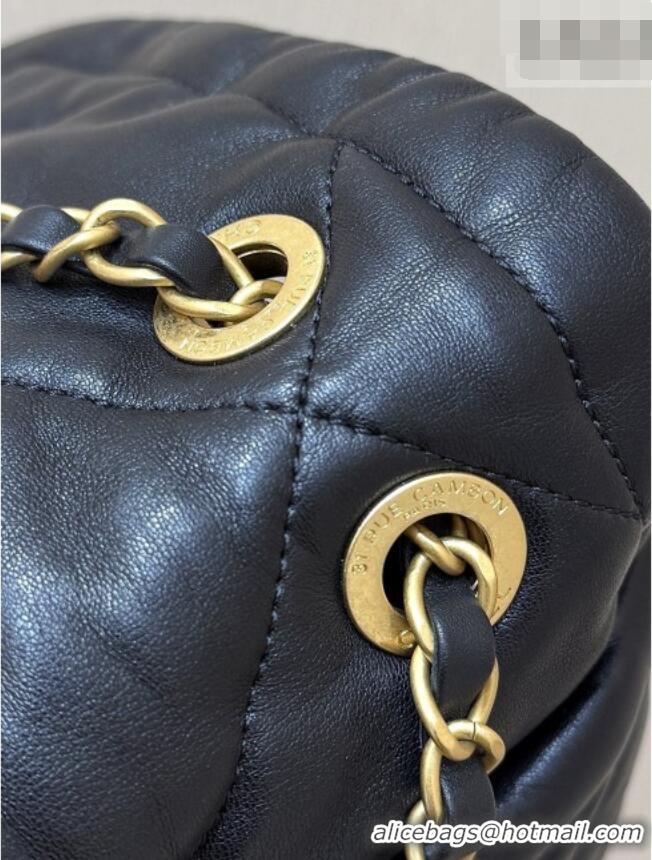 Best Price Chanel Shiny Lambskin Maxi Flap bag with Pockets Black 2025 AS5727 Top Quality