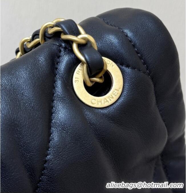 Best Price Chanel Shiny Lambskin Maxi Flap bag with Pockets Black 2025 AS5727 Top Quality