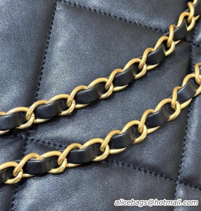 Best Price Chanel Shiny Lambskin Maxi Flap bag with Pockets Black 2025 AS5727 Top Quality