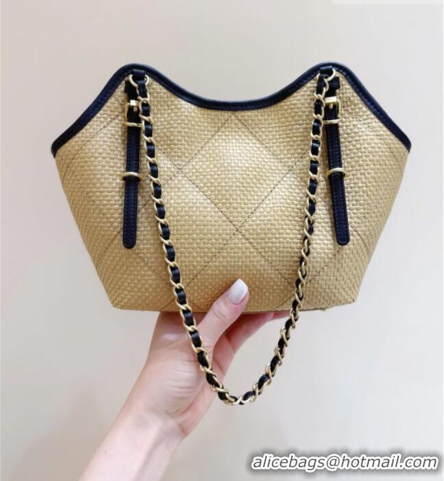 Good Product Chanel Braided Straw Small Shopping Tote Bag AS6015 Beige 2026 Top Quality
