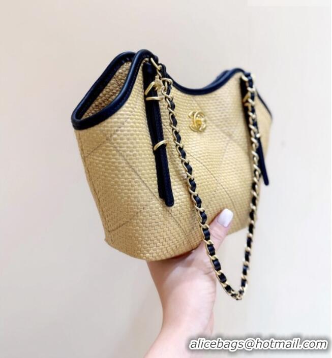 Good Product Chanel Braided Straw Small Shopping Tote Bag AS6015 Beige 2026 Top Quality