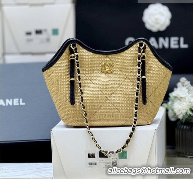 Good Product Chanel Braided Straw Small Shopping Tote Bag AS6015 Beige 2026 Top Quality