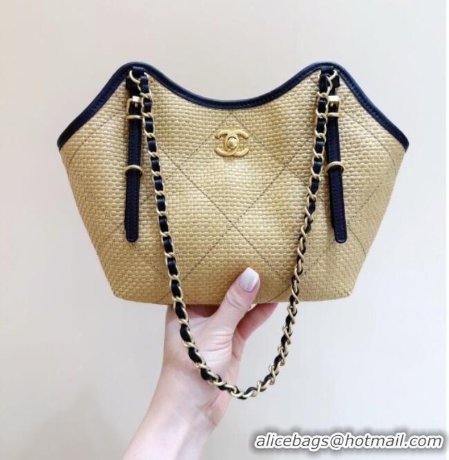 Good Product Chanel Braided Straw Small Shopping Tote Bag AS6015 Beige 2026 Top Quality